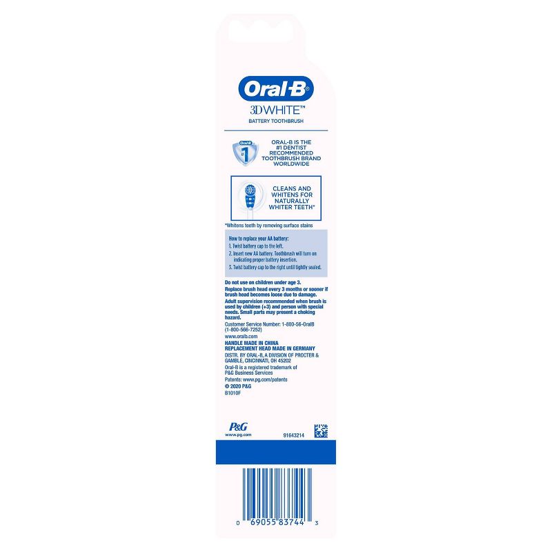 Oral-B 3D White Battery Power Electric Toothbrush - 1ct, 4 of 10