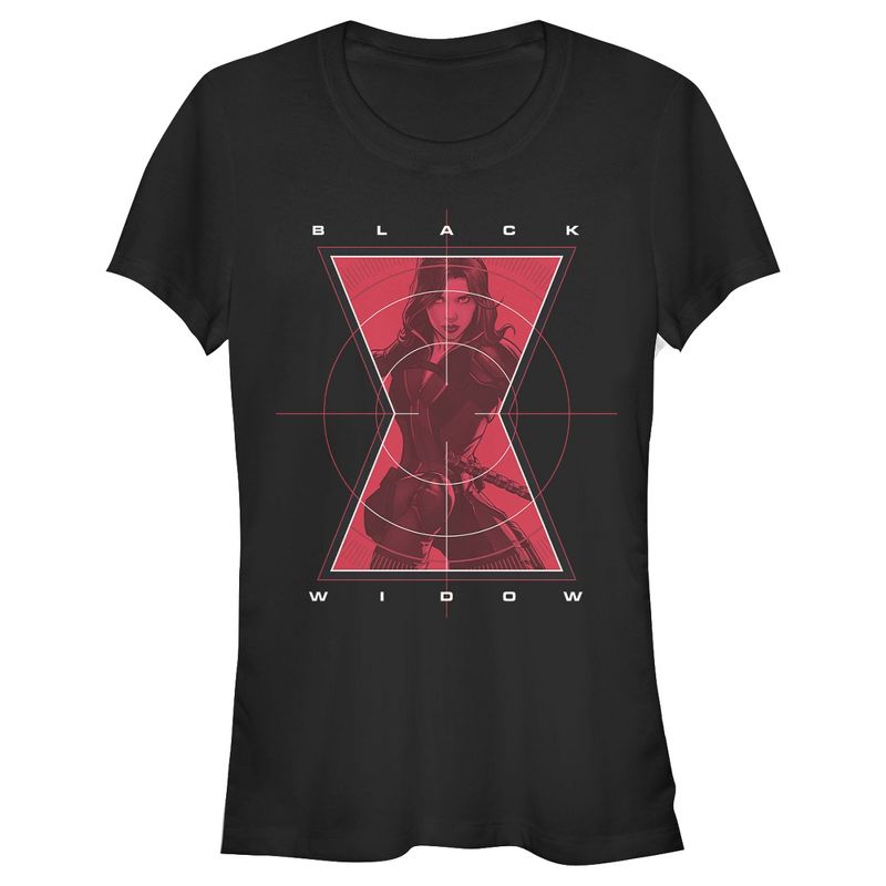 Juniors Womens Marvel Black Widow Hero Target T-Shirt, 1 of 4