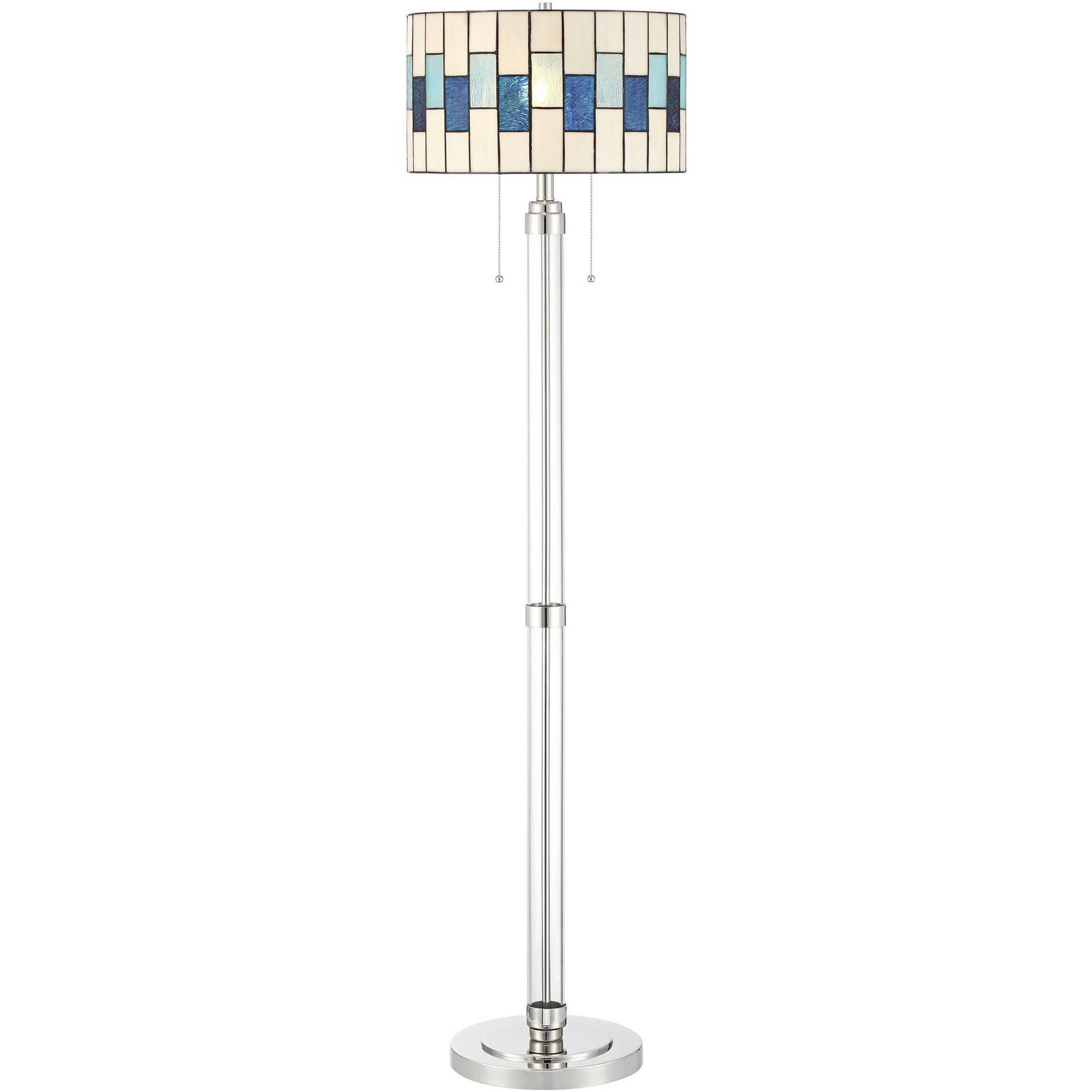 Robert Louis Tiffany Andra 60" High Art Glass Drum Shade Floor Lamp
