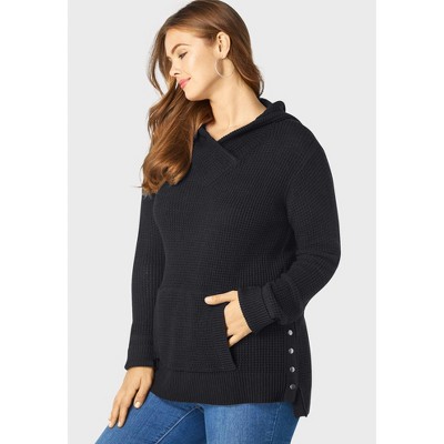 Roaman's Women's Plus Size Thermal Hoodie Sweater
