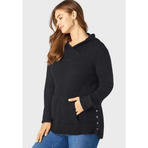 Roaman's Women's Plus Size Thermal Hoodie Sweater - 1 of 4