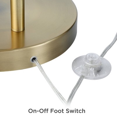 Elegant 72" Brass Arc Floor Lamp with White Linen Shade