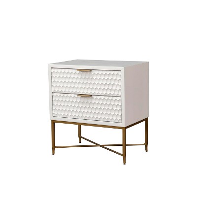 Origins by Alpine White Pearl Nightstand