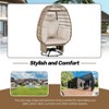 KTMBDW Outdoor Swivel Chair with Cushions, Rattan Egg Patio Chair with Rocking Function for Balcony, Poolside, Porch Deck, Garden - 4 of 4