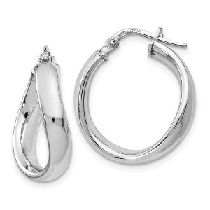Black Bow Jewelry 4mm Polished Freeform Hoop Earrings in Sterling Silver, 19mm (3/4 in) - 1 of 4