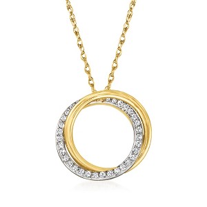 Ross-Simons 0.20 ct. t.w. Diamond Double-Circle Pendant Necklace in 14kt Yellow Gold - 1 of 4
