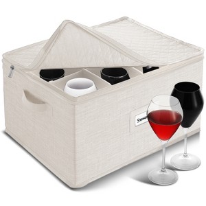 StorageBud Fine China Storage Containers, Durable Dinnerware Storage Set, Hard Shell Quilted Dish Storage Boxes with Felt Dividers - 1 of 4