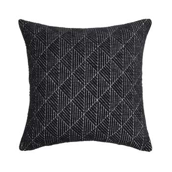 18"x18" Geometric Chenille Woven Jacquard Reversible Square Throw Pillow Black - Evergrace