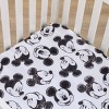 NoJo Disney Mickey Mouse - Charcoal Black and White Smiling Mickey Mouse Nursery Fitted Crib Sheet - 3 of 4