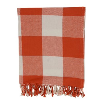 Saro Lifestyle Saro Lifestyle Cotton Throw With Buffalo Plaid Design, Orange, 50"x60"