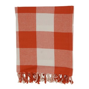Saro Lifestyle Saro Lifestyle Cotton Throw With Buffalo Plaid Design, Orange, 50"x60" - 1 of 4