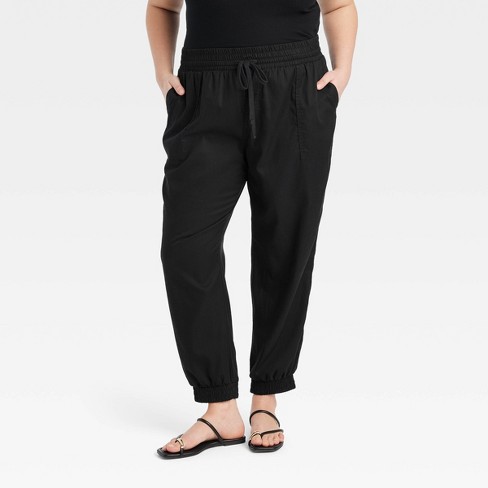 Women's High-Rise Modern Ankle Jogger Pants - A New Day™ Light Black 2X