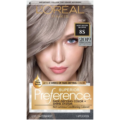 L Oral Paris Fade Defying Color Shine System Permanent Hair Color Soft Silver Blonde Target