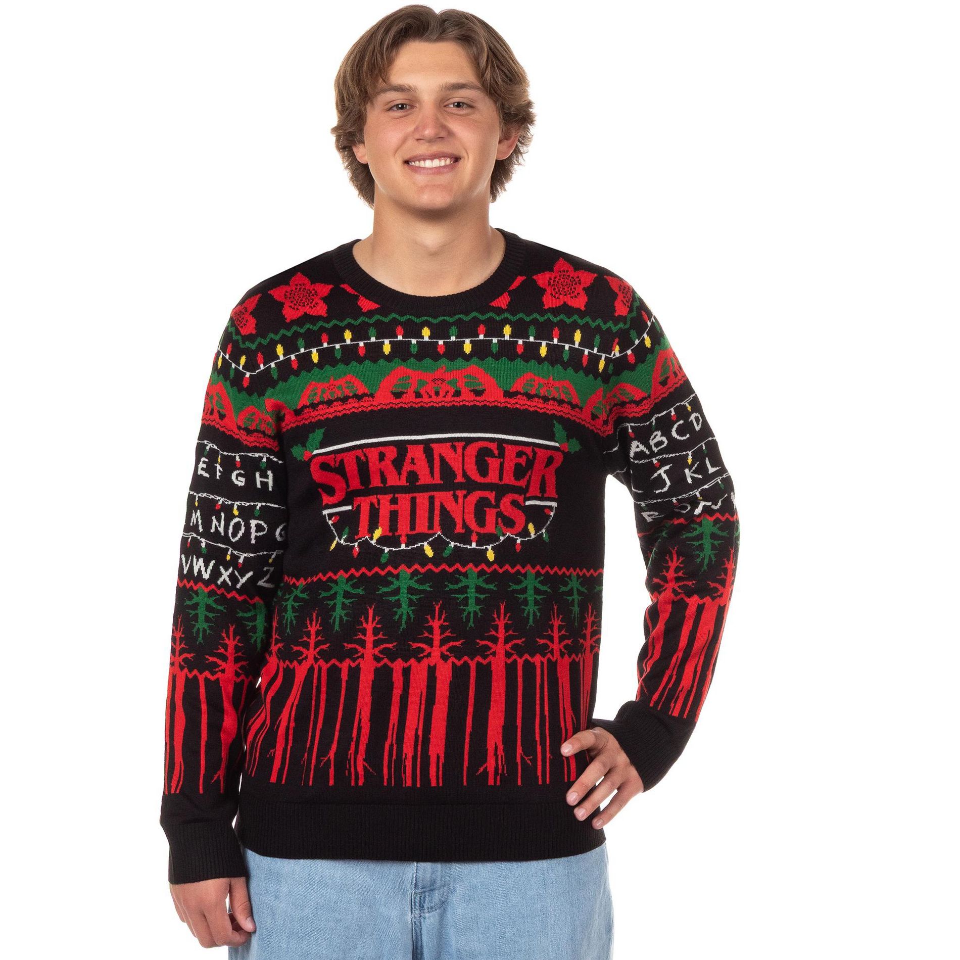 Seven Times Six Stranger Things Ugly Sweater Men's The Upside Down Holiday Knit Pullover