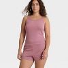 Women's Ribbed Tank Top and Shorts Pajama Set - Auden™ - 3 of 4
