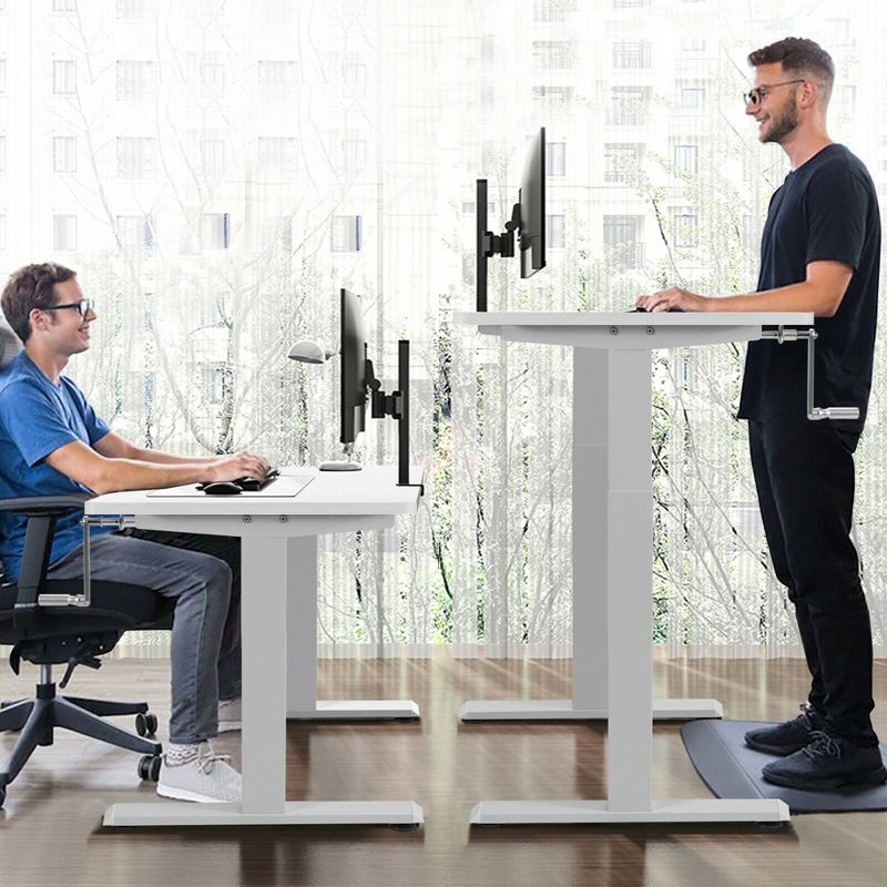 Costway 48'' Sit to Stand Desk Adjustable Standing Workstation w/ Crank, 3 of 11