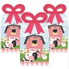 Big Dot of Happiness Girl Farm Animals - Square Favor Gift Boxes - Pink Barnyard Baby Shower or Birthday Party Bow Boxes - Set of 12 - 2 of 4