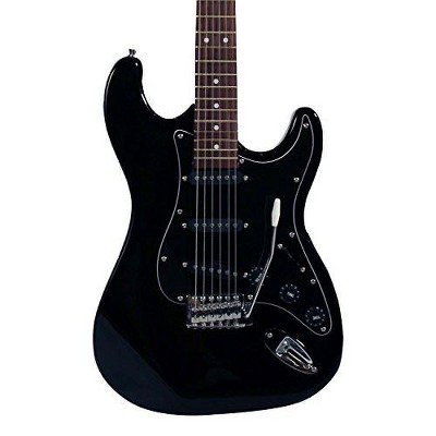 Sawtooth ES Series Electric Guitar, Black with Black Pickguard