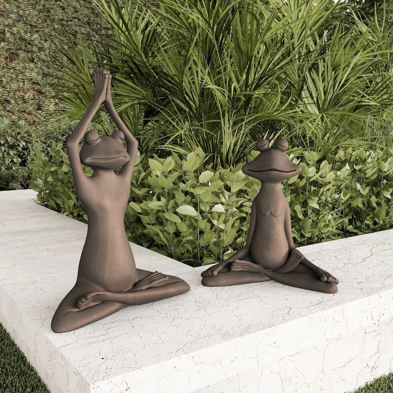 Nature Spring Meditating Yoga Zen Resin Frog Figure - Brushed Bronze Finish, 4 of 5