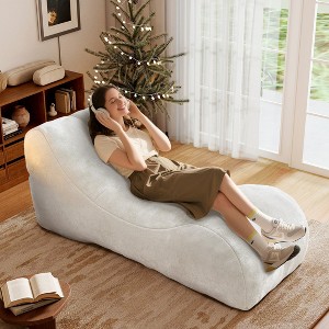 AENKYO Ergonomic Bean Bag Sofa Chair Lounger with Full-Body Support, Soft Portable Foam Filler No Installation for Living Room & Bedroom - 1 of 4