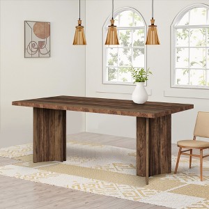 MAYEERTY 63" End Table, Farmhouse Kitchen Table with Large Tabletop for 4-6 - 1 of 4