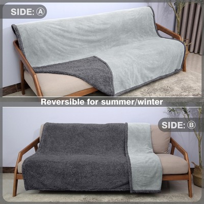 Large Gray Waterproof Sherpa Fleece Outdoor Blanket