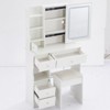 FONTOI Bedside Vanity Table with Cushioned Stool&Hair Dryer Bracket, Dresser with Mirror&Tri-color Switching for Bedroom, White, 12.6"*50.4"*29.2" - 4 of 4