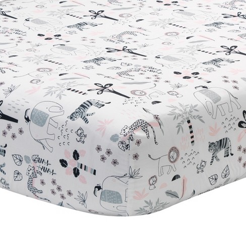 Lambs & Ivy Happy Jungle 100% Cotton Safari Animals Fitted Crib Sheet ...