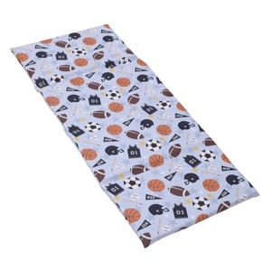 Everything Kids Sports Gray, Navy, Orange, and Brown Preschool Nap Pad Sheet - 1 of 4