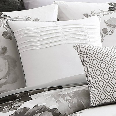 Ridgely Black and Gray Floral Cotton 7-Piece King Comforter Set