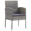 vidaXL Patio Chairs with Dark Gray Cushions 4 pcs Gray Poly Rattan - 2 of 4