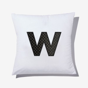 Personalization Mall Black Quilted Velour Initial Embroidered Applique Throw Pillow - 1 of 1