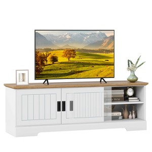 Costway Farmhouse TV Stand for TVs up to 65" with Sliding Doors Storage Cabinets - 1 of 4