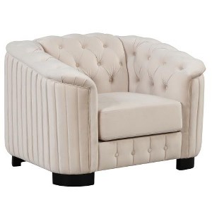 SYFERLORY 41.5" Velvet Upholstered Accent Sofa,Modern Single Sofa Chair with Thick Removable Seat Cushion,Beige - 1 of 1