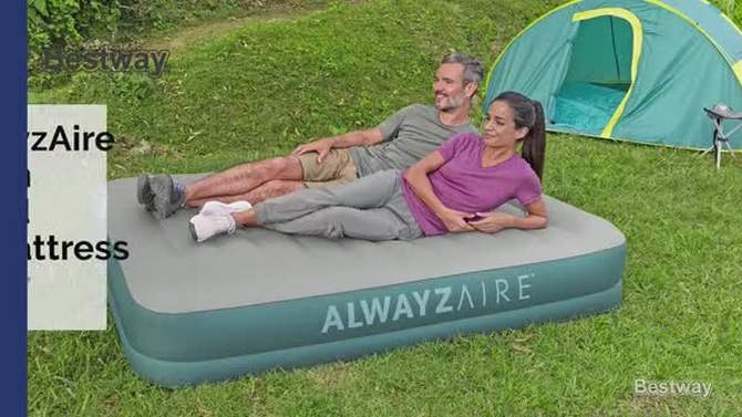Bestway AlwayzAire 14" Inflatable Air Mattress 2 Person Queen-Sized Indoor Bed with Rechargeable USB Electric Built-In Pump, Gray, 2 of 8, play video