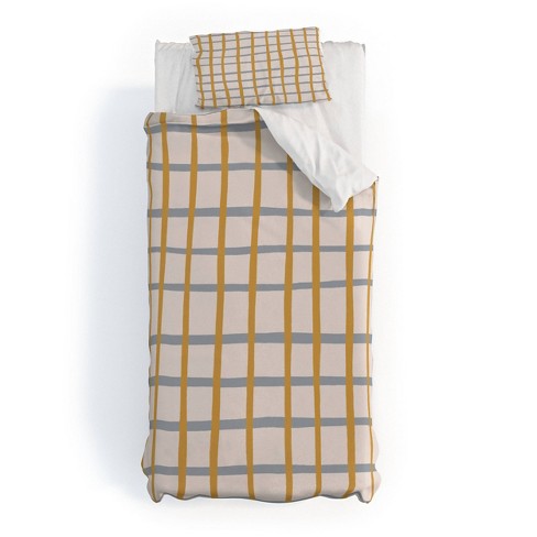 Deny Designs Menina Lisboa Blue Yellow Striped Duvet Cover and Pillow Sham Set Blue - image 1 of 4