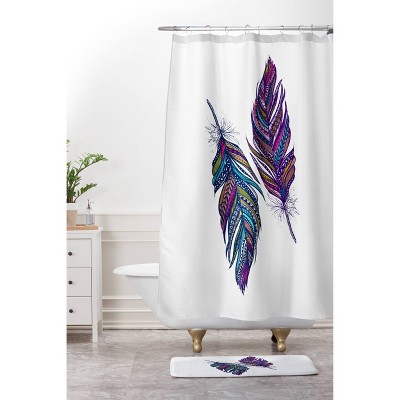 Feather Shower Curtains Target, Turquoise Feather Shower Curtains
