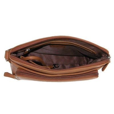 CTM Women's Leather Shoulder Bag Purse with Side Organizer, Antique Saddle — фото 3