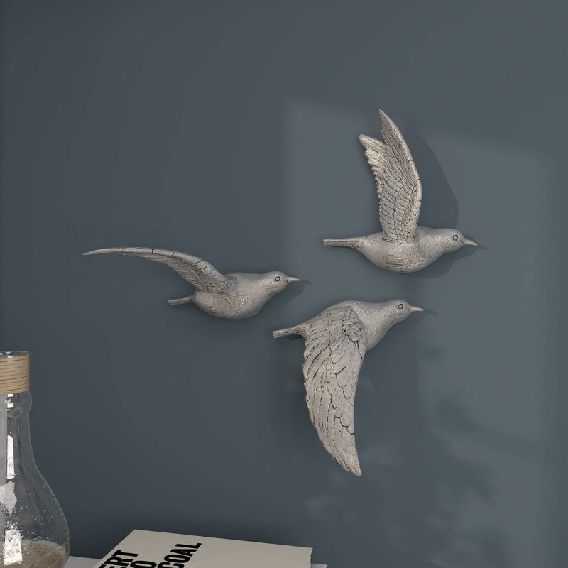 Bird Metallic 3D Sculpted Wall Decor Set of 3 Brown - Olivia & May, 5 of 16