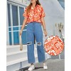 LA LEELA Button Down Shirt for Women Summer Beach Party Blouses Button Up Short Sleeve Vacation Hawaiian Shirts Coverup Tank Top Women - 2 of 4