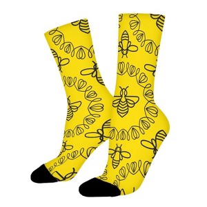 Cute Bee Women Printed Crew Socks Funny Funky Socks Soft Polyester Novelty Gifts for Artists Men - 1 of 1