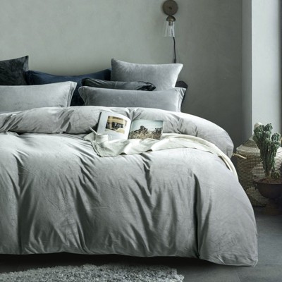 3 Pieces Velvet Duvet Cover Set, Zippered Flannel Comforter Cover Set - NTBAY