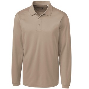 Clique Ice Pique Mens Long Sleeve Tech Polo - Light Beige - S - 1 of 2