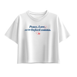 Girls' - Instant Message - Peace Love And The Oxford Comma Short Sleeve Boxy Graphic T-Shirt - 1 of 4