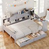 Twin/Full Size L-Shaped Daybed Multi-functional Bed with Drawers, Storage Cabinets, Study Desk and  Built-in Bookshelf, White/Natural+White-ModernLuxe - 2 of 4