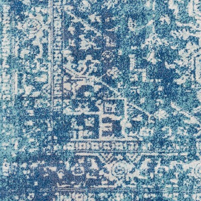 Blue Rectangular 8' x 10' Vintage Medallion Polypropylene Area Rug