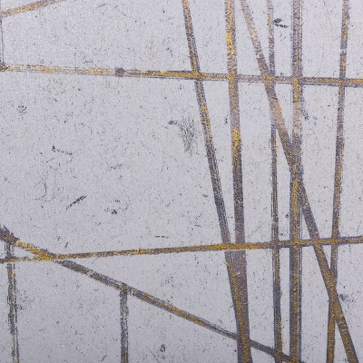 36" Square Abstract Line Art on White Canvas