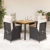 vidaXL Patio Dining Set with Cushions Outdoor Garden Furniture Poly Rattan - Black and cream 35.4" table length 4 Piece - 2 of 4