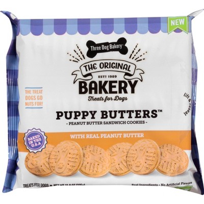 Three Dog Bakery Puppy Peanut Butter Dog Treats - 11.8oz