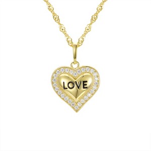 Junior Jewels 14K Gold Over Sterling Silver Children's Cubic Zirconia Love Heart Pendant - 1 of 2